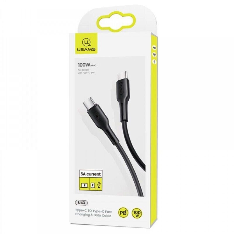 Кабель Usams US-SJ459 U43 Type-C TO Type-C 100W PDFast Charging &amp; Data Cable 1.2m black