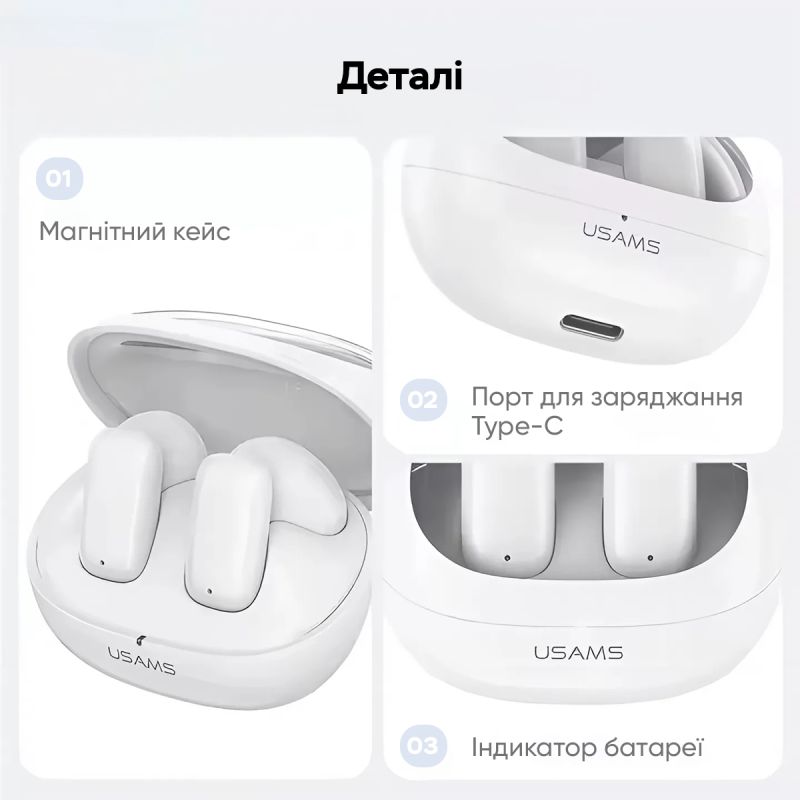 Бездротові навушники Usams US-TD22 TWS Earbuds - TD Series BT5.3 white