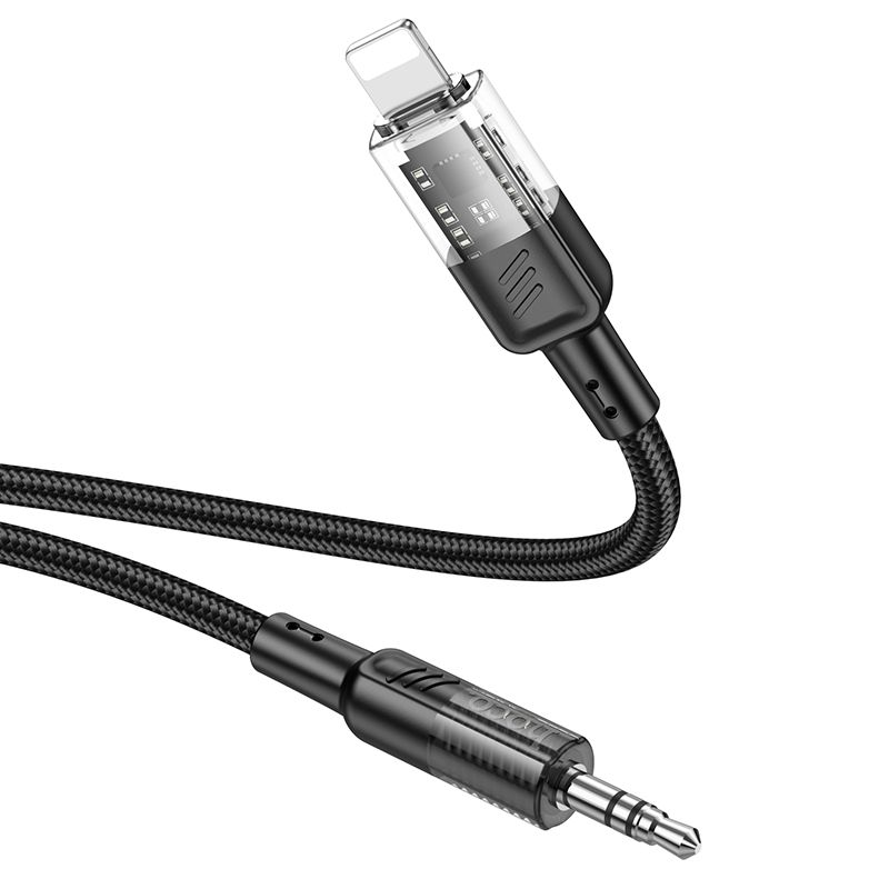 Аудiокабель HOCO UPA27 iP to 3.5mm male, nylon braid, 1.2m, Black