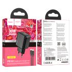 Мережевий зарядний пристрій з кабелем HOCO CS22A Value single port PD30W charger set(C to iP) Black