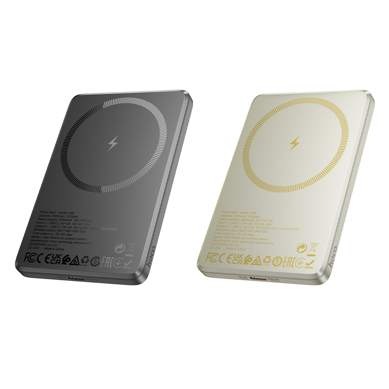 Зовнішній акумулятор HOCO Q26 Joy PD20W magnetic fast charging power bank(5000mAh) metal gray