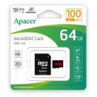 Карта пам'яті microSDXC (UHS-1) Apacer 64Gb class 10 V10 A1 R100MB/s (adapter SD)