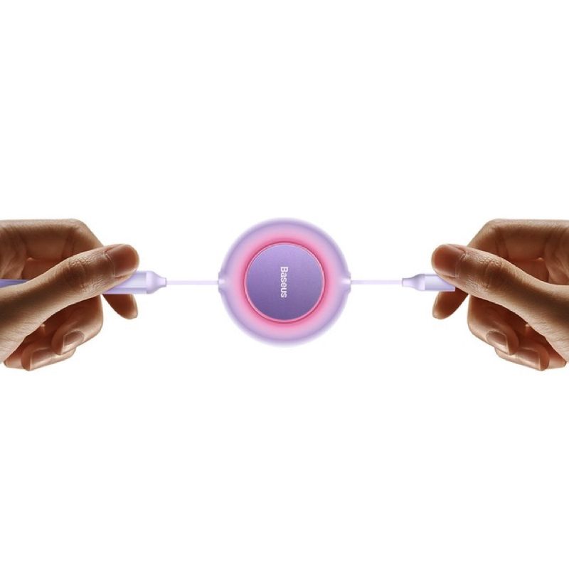 Кабель Baseus Bright Mirror 2 Series Retractable 3-in-1 Fast Charging  Data Cable USB to M+L+C 66W 1.1m Purple