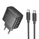Мережевий зарядний пристрій з кабелем HOCO CS63A Bright PD65W(1A1C) charger set (C to C)(EU) Black