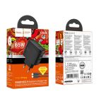 Мережевий зарядний пристрій з кабелем HOCO CS63A Bright PD65W(1A1C) charger set (C to C)(EU) Black