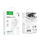 Мережевий зарядний пристрій з кабелем HOCO C147A Charm PD20W+QC3.0 charger set (C to C)(EU) White