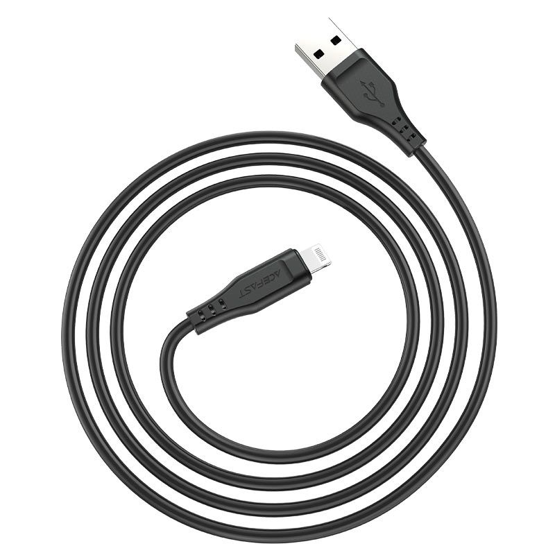 Кабель ACEFAST C3-02 USB to iP 2.4A, 1.2m, TPE, TPE connectors, Black