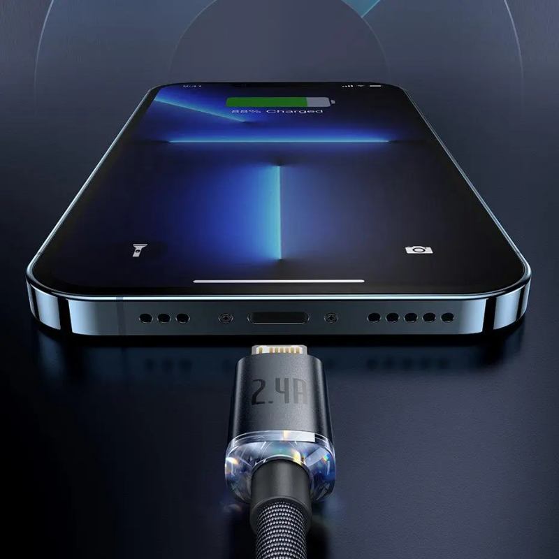 Кабель Baseus Crystal Shine Series Fast Charging Data Cable USB to iP 2.4A 1.2m Black