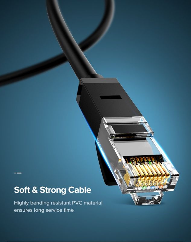 Кабель UGREEN NW102 Cat 6 U/UTP Lan Cable 1m (Black)(UGR-20159)
