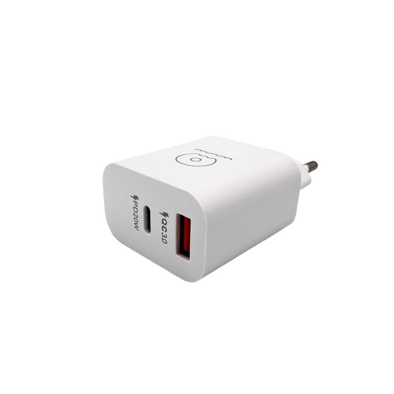 Мережевий зарядний пристрій WUW-C172 20W PD USB-C + USB QC3.0 18W black