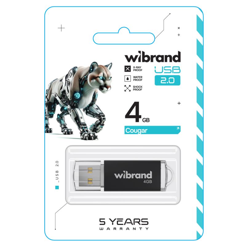 Флеш-накопичувач Wibrand USB 2.0 Cougar 4Gb Black