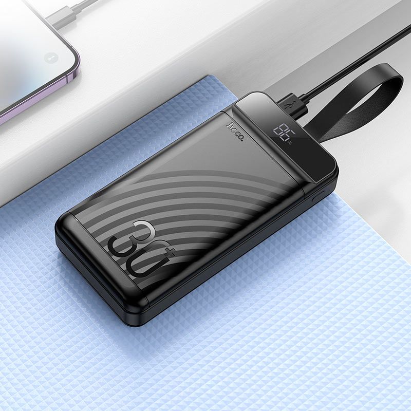 Зовнішній акумулятор HOCO J123B Element 22.5W+PD20W fully compatible power bank with digital display(30000mAh) Black