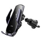 Автотримач для телефона з БЗП HOCO CA202 Plus Enlightener infrared induction wireless charging car holder(air outlet) Black metal gray