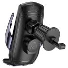 Автотримач для телефона з БЗП HOCO CA202 Plus Enlightener infrared induction wireless charging car holder(air outlet) Black metal gray