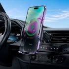 Автотримач для телефона з БЗП HOCO CA202 Plus Enlightener infrared induction wireless charging car holder(air outlet) Black metal gray