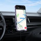 Автотримач для телефона з БЗП HOCO CA202 Plus Enlightener infrared induction wireless charging car holder(air outlet) Black metal gray