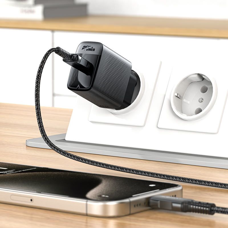 Мережевий зарядний пристрій ACEFAST A102 PD30W GaN single USB-C charger (EU) Black