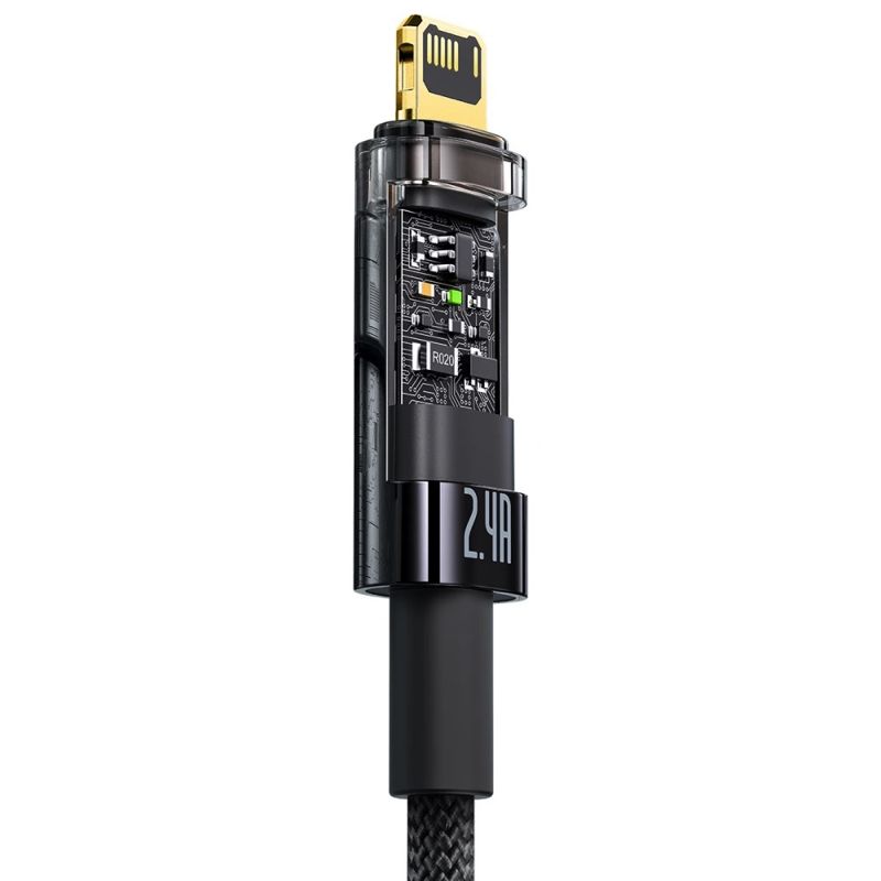 Кабель Baseus Explorer Series Auto Power-Off Fast Charging Data Cable USB to IP 2.4A 1m Black