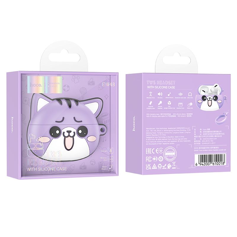 Бездротові навушники TWS HOCO EW48 True wireless stereo headset Purple Cat