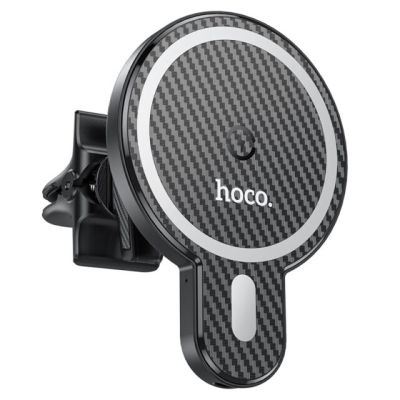 Автотримач для телефона з БЗП HOCO CA85 Ultra-fast magnetic wireless charging car holder Black