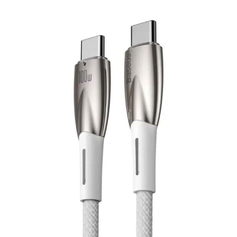 Кабель Baseus Glimmer Series Fast Charging Data Cable Type-C to Type-C 100W 1m White