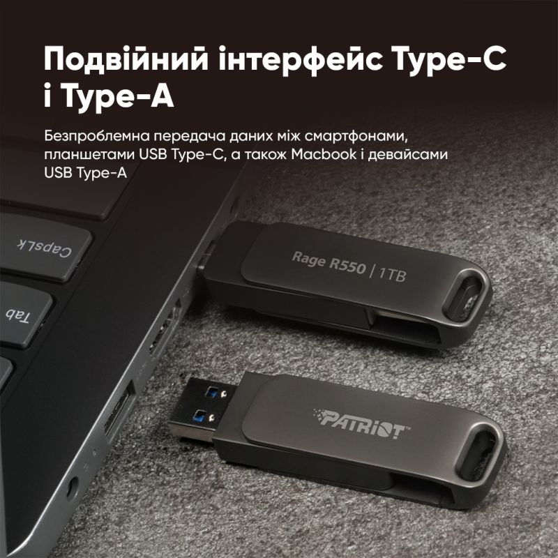 Флеш-накопичувач Patriot USB 3.2 Gen 1 Rage R550 64GB Type-A+C
