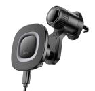 Автотримач для телефона з БЗП HOCO HW30 Crown magnetic wireless charging car holder (air outlet) Black Metal Gray