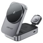 Бездротовий зарядний пристрій ACEFAST E22 Desktop 3-in-1 Wireless Charging holder Metal Gray