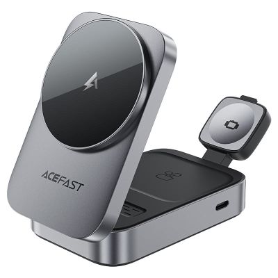 Бездротовий зарядний пристрій ACEFAST E22 Desktop 3-in-1 Wireless Charging holder Metal Gray