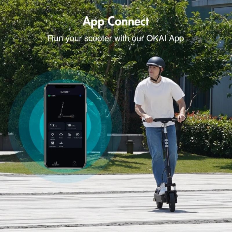 Електросамокат OKAI ES40-Black 10", 500(1000)W, 15.6Ah, 70km, 38km\h, 25%, NFC, App, 23kg