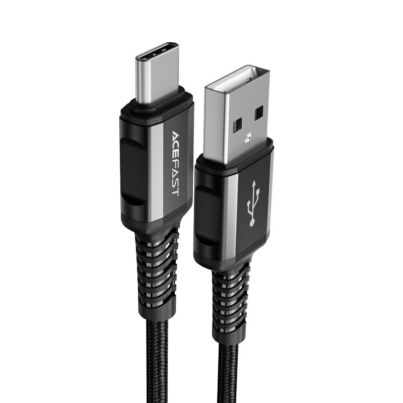 Кабель ACEFAST C1-04 USB to Type-C 3A, 1.2m, nylon aluminum connectors, Black