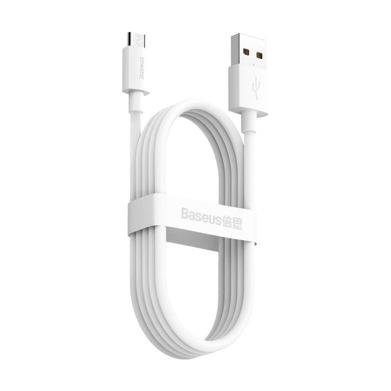Кабель Baseus Simple Wisdom Data Cable Kit USB to Micro 2.1A (2PCS/Set）1.5m White