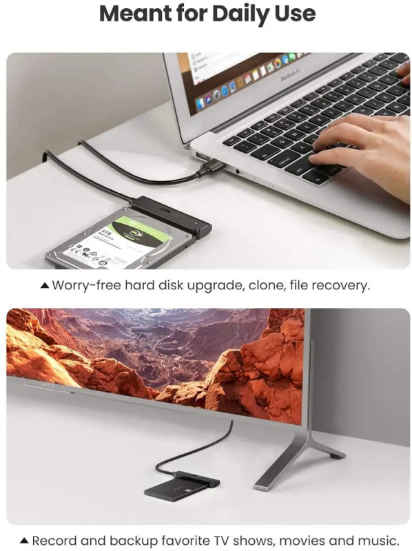 Зовнішня кишеня для накопичувача UGREEN CM321 USB-A to 2.5-Inch SATA Converter 50cm (UGR-70609)