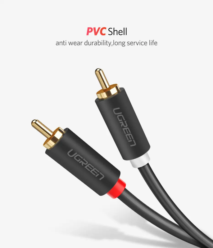 Аудіокабель UGREEN AV104 2RCA Male to 2RCA Male Cable 1m (Black)(UGR-30747)