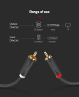 Аудіокабель UGREEN AV104 2RCA Male to 2RCA Male Cable 1m (Black)(UGR-30747)