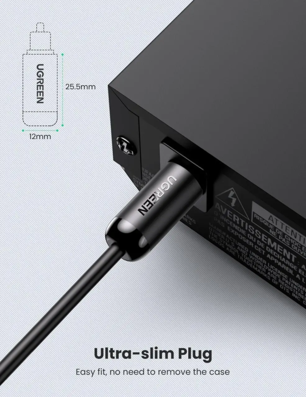 Аудіокабель UGREEN AV122 S/PDIF male to S/PDIF male, Toslink Optical Audio Cable, 2m Black