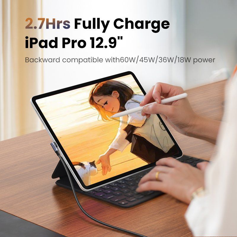 Кабель UGREEN US334 USB-C 2.0 to Angled USB-C M/M Cable Aluminium Shell with Braided 1m (Black)(UGR-70643)