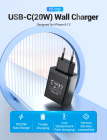 Мережевий зарядний пристрій Vention 1-port USB-C Wall Charger(20W) EU-Plug Black (FADB0-EU)