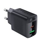 Мережевий зарядний пристрій ACEFAST A78 PD20W GaN (USB-A+USB-C) charger Black