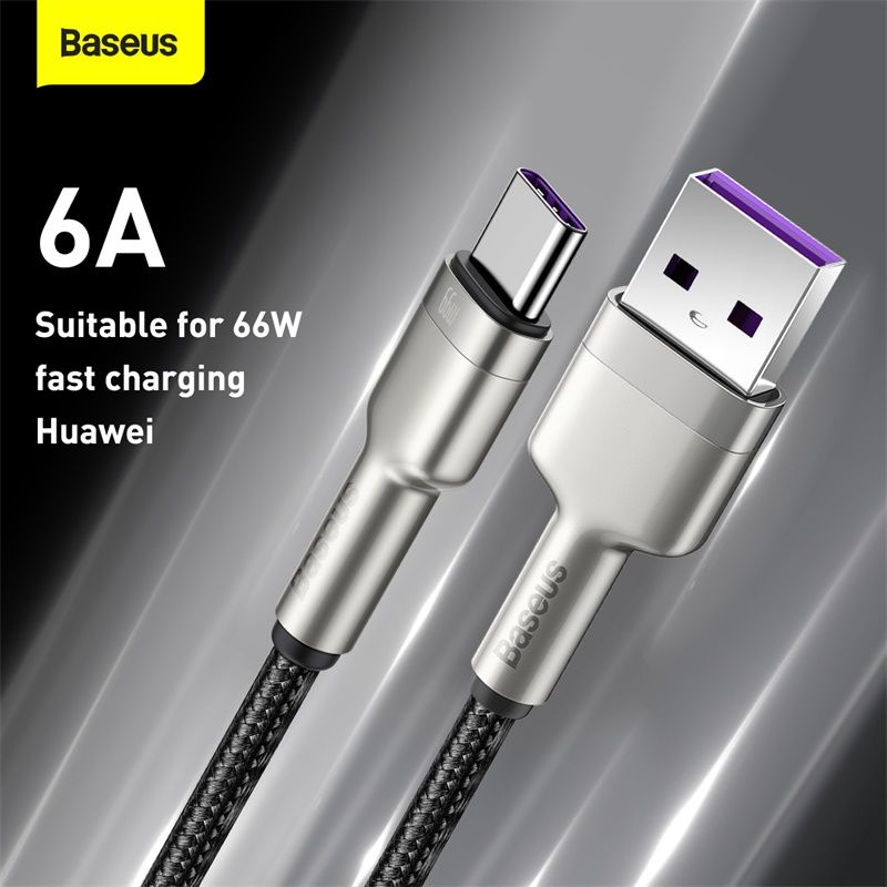 Кабель Baseus Cafule Series Metal Data Cable USB to Type-C 66W 0.25m Black