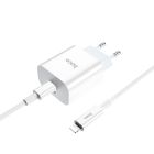 Мережевий зарядний пристрій з кабелем HOCO C76A Plus Speed source PD20W charger set(C to iP) White