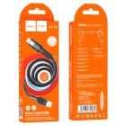 Кабель HOCO U110 USB to Micro 2.4A, 1.2m, nylon, aluminum connectors, Black