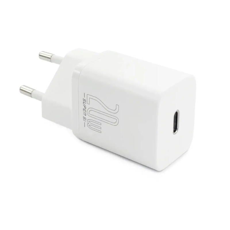 Мережевий зарядний пристрій з кабелем Baseus Super Si 1C 20W With Simple Wisdom Data Cable Type-C/iP 1m White