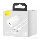 Мережевий зарядний пристрій з кабелем Baseus Super Si 1C 20W With Simple Wisdom Data Cable Type-C/iP 1m White