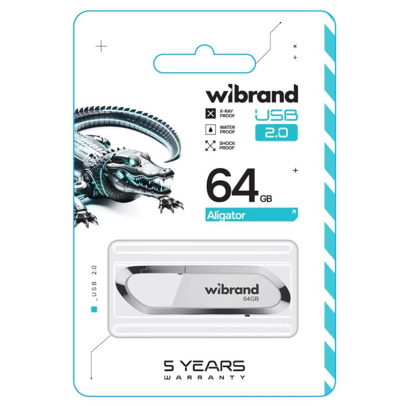Флеш-накопичувач Wibrand USB 2.0 Aligator 64Gb White