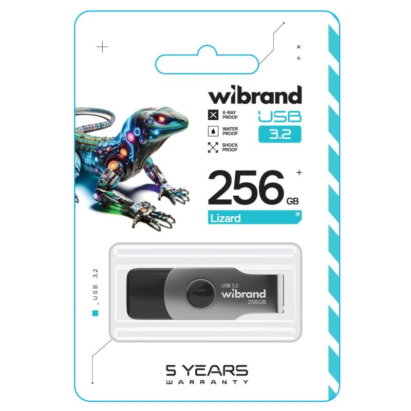 Флеш-накопичувач Wibrand USB 3.2 Gen1 Lizard 256GB Black