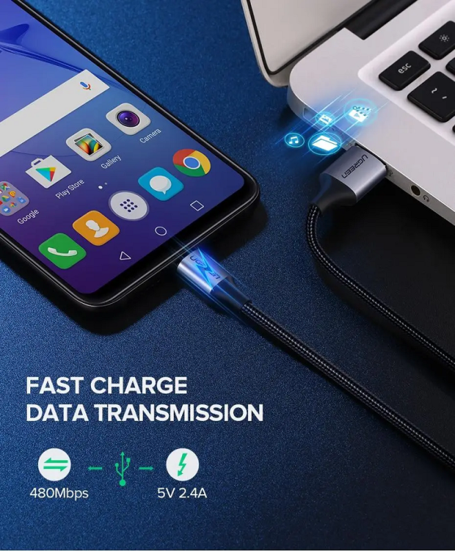 Кабель UGREEN US290 Micro USB 2.0 Cable 1M Metal/Black (UGR-60146)