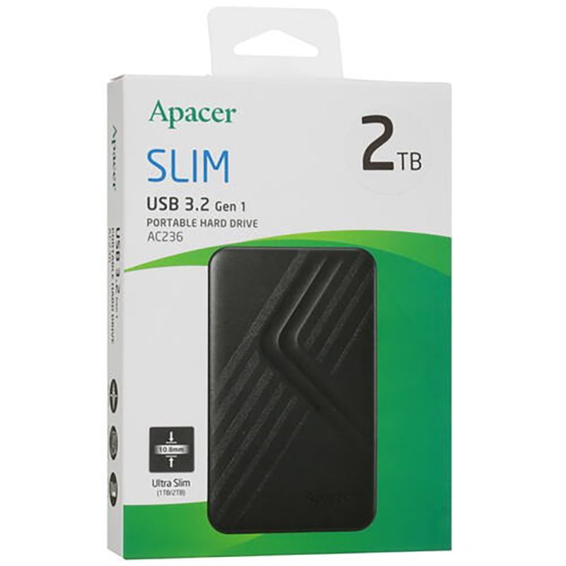 Зовнішній жорсткий диск PHD External 2.5'' Apacer USB 3.2 Gen. 1 AC236 2Tb Black (color box)
