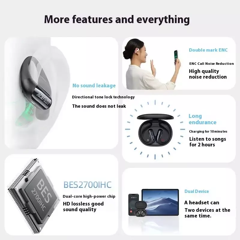 Бездротові навушники ACEFAST FA002 ACEFIT Air wireless earbuds Black
