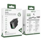 Мережевий зарядний пристрій з кабелем ACEFAST A90 QC18W GaN single USB-A charger set (P3) (EU) Black